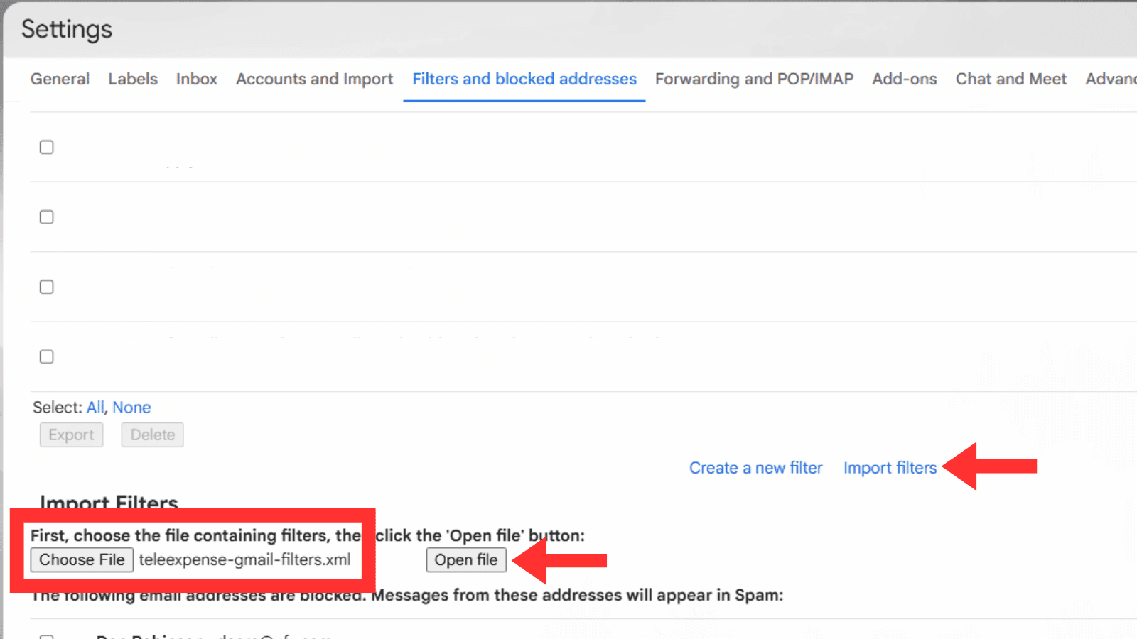 Import the generated filters into Gmail